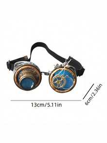 Vintage Steampunk Gear Goggles Retro Magnifying Lens Glasses Halloween Cosplay Party Costume Eyewear - one size fits all - View 6