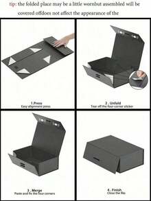 3 PiecesLuxury Gift Box Set, Magnetic Closure, With Ribbon. Ideal For Groomsman Proposal, Wedding, Christmas, Halloween, Birthday Gifts (Black). - Black - View 4