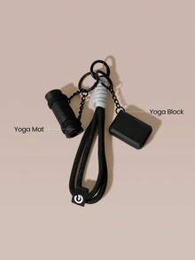 GLOWMODE Flow With It Yoga Mat & Block Keychain Bag Charm Accessory Daily Casual Active  - Black - View 3