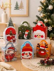 Muroi Mono 6PCS/12PCS Christmas Hand‑Held Gift Boxes, Fresh And Healing Cartoon Style, Fold‑Free Easy‑To‑Assemble Paper Boxes, For Storing Small Festive Snacks, Christmas Party Favours And Gift Repackaging - View 8