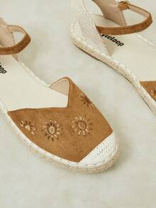 Styleloop Women's Flat Bottom Round Toe Leakage Heel Flower Embroidery Spring And Summer Beach Vacation Shoes Fall Shoes - Brown - View 9