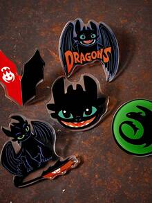 SHEIN How to Train Your Dragon 5-Pack Joint Cute Brooches - Multicolor - View 3