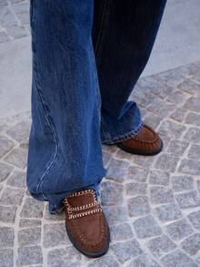 Nöista Classic Penny Loafer In Soft Faux Suede With Contrast Stitching, Apron Toe And Flexible Sole For Everyday Comfort. - Brown - View 6