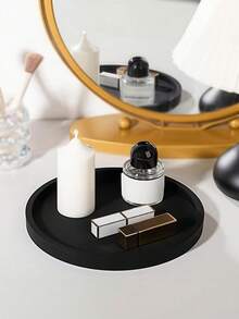 Dresser Tray, Silicone Round Tray, Decorative Storage Organizer Rack, Suitable For Bathrooms, Toilet Tanks, Bedrooms And Kitchen Countertops. It Can Store Jewelry, Candles, Lotion Bottles, Cosmetics And More, Marble‑White - round - View 7