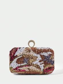 SHECARRY Ladies Fashionable Elegant Simple Classic Colorful Flowers Plants Sequins Dinner Bag, Clutch Bag, Party Dating Banquet Afternoon Tea Wedding - Multicolor - View 4