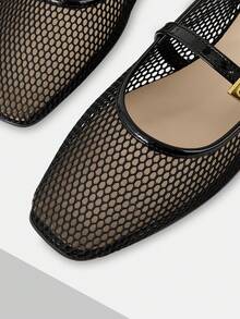 Mnmlis Women's Mesh Hollow Ballet Shoes Fall Shoes - Black - View 4