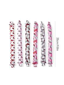 HELLO KITTY AND FRIENDS | SHEIN Set Alat Pengeriting Rambut Tanpa Panas untuk Mencetak Gambar Kartun, Isi 6 Buah - MultiWarna - View 6