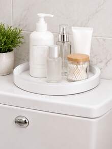 Dresser Tray, Silicone Round Tray, Decorative Storage Organizer Rack, Suitable For Bathrooms, Toilet Tanks, Bedrooms And Kitchen Countertops. It Can Store Jewelry, Candles, Lotion Bottles, Cosmetics And More, Marble‑White - round - View 5