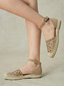 Styleloop Damas, Cuerda de Paja, Hebillas, Zapatos Planos. - Caqui poco profundo - Ver 11