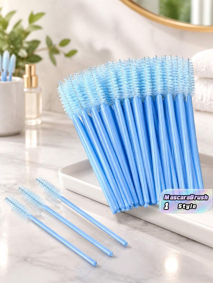 200pcs Disposable Eyelash Brush, Eyelash Comb, Makeup Brush, Makeup Applicator, Eyebrow Comb, Eyelash Applicator, Eyelash Brush, Eyebrow Applicator, For Eyelash And Eyebrow Makeup, Color: Blue - Multicolor - View 1