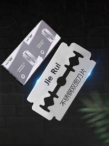 Double-Edged Razor Blade For Hairdresser, Men's Razor Blade, Stainless Steel Professional Haircut Tool - Black - View 5