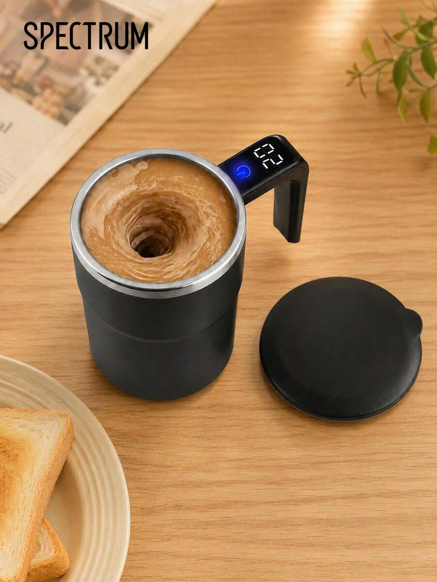 1 buah Mug Kopi Pengaduk Otomatis Pintar, Cangkir Pencampur Otomatis dengan Tampilan Suhu Digital, Cangkir Pengaduk Elektrik Isi Ulang dengan Tutup untuk Kopi dan Bubuk Protein di Rumah dan Kantor - Satu ukuran cocok untuk semua. - View 1