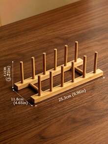 Bamboo Dish Plate Storage Rack Multi‑Functional Kitchen Desktop Drying Holder Drainage Cup Stand Tableware Organizer For Bowl Plate Teacup Tea Set Household Countertop Kitchen Storage Accessory Tabletop Sundries Holder - multicolor - View 12