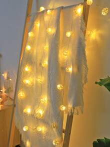 Teckwe 1 قطعة سلسلة أضواء LED بكرة الخيزران بطول 1.5/3/4.5 متر تعمل بالبطارية، تصميم كروي أضواء جنية LED، أضواء ديكور جدار غرفة النوم، ديكور غرفة الأطفال، سلسلة أضواء كرة منسوجة بيضاء دافئة لديكور شجرة عيد الميلاد، سلسلة أضواء ديكور خيمة التخييم - البيج الكرمة الكرة - مشاهدة 8