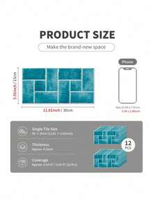 12PCS 2D Faux Tile Stickers PVC Peel And Stick Wall Decals Waterproof Oilproof Self Adhesive For Kitchen Bathroom Backsplash Wall Decor Easy Clean Removable - one-size - View 16