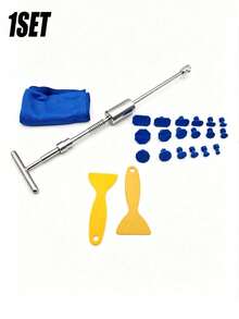 24 Piece Set Of Car Dent Repair Tools, T-Shaped Puller, Professional Manual Tool Set For Unpainted Cars, Suitable For Repairing Car Hail Damage Manual Tool Set - Silver - View 12
