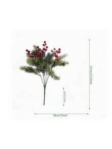 Cirelle 3/5pcs Artificial Christmas Red Berry Stems & Pine Needles | Faux Winter Berry Pine Picks For Holiday Home Decor, Vase Filler & Christmas Tree Decor - Multicolor - View 11