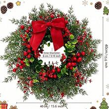Christmas Berry Wreath Artificial Xmas Wreath Holly Berry Door Garland Green Leaves Festival Decor For Front Door - various - View 2