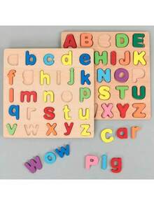 MINKOJA 1Pc Wooden Alphabet Number Shape Puzzle Board, Montessori Educational Learning Toy For Toddlers Kids Age 3+, Early Cognition Matching Game Gift - Multicolor - View 4