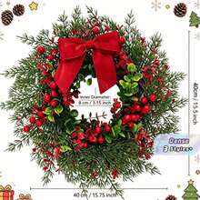 Christmas Berry Wreath Artificial Xmas Wreath Holly Berry Door Garland Green Leaves Festival Decor For Front Door - various - View 1