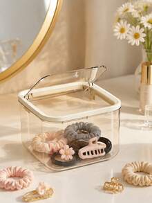 Cute Square Mini Transparent Desktop Trash Can High‑Appearance Small Paper Basket Household Waste Bin For Dorm Living Room Bedroom Compact Desk Garbage Holder Practical Dorm Desktop Daily Household Waste Accessory - multicolor - View 7
