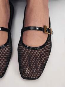 Mnmlis Women's Mesh Hollow Ballet Shoes Fall Shoes - Black - View 7