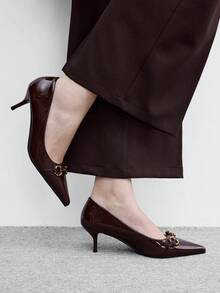 CUCCOO BIZCHIC Women's Elegant Kitten Heel Pumps, Versatile All-Season Commuter Shoes, Suitable For Office, Vacation And Outdoor Wear - Coffee Brown - View 4