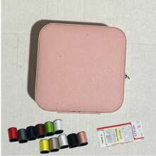1-Piece Mini Travel Sewing Set, Artificial Leather Sewing Bag, Beginner's Small Sewing Tool Kit, Zippered Cross Stitch Storage Box (The Box Can Also Be Used As A Jewelry Storage Box After Use) - A Complete DIY Handmade - Multicolor - View 12