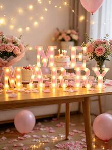 Teckwe 16cm Birthday Party Decoration LED Pink Marquee Letter Lights, Battery Powered Light Up Alphabet Letters,Wedding Proposal Decoration Marquee Letters Lamp,Christmas Home Decor Letters Sign Light,Illuminated LED Alphabet Lights,Bedroom Decor Letters - Pink - View 3