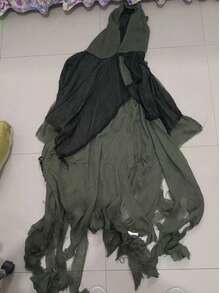 1件標準網格輕量破舊死神披風 Cosplay道具 紅黑配色 萬聖節派對服裝 成人裝扮 化妝舞會裝飾 - 多色 - 查看 5