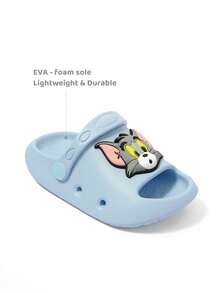 TOM & JERRY X SHEIN Cute Cartoon Children's Slippers, Suitable For Toddlers And Children, EVA Material, Suitable For Home Bathrooms, Swimming Pools, Beaches, Etc - Blue - View 3