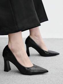 CUCCOO BIZCHIC New Pointed Head Shallow Mouth Sexy Lady Style Women's High Heels Spring Single Shoes Spring Break Easter - jet black - View 1