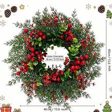 Christmas Berry Wreath Artificial Xmas Wreath Holly Berry Door Garland Green Leaves Festival Decor For Front Door - various - View 14