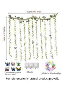 1set Artificial Greenery Photo Display Holder Rope Woven Photo Wall Decor White Daisy Photo Ornament Woven Photo Clips Creative Home Wall Decoration Picture Card Memo Display Wedding Party Supplies - Multicolor - View 3