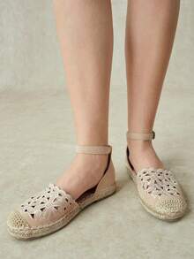 Styleloop Ladies, Straw Rope, Buckles, Flat Shoes. Fall Shoes - Light apricot - View 12