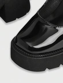 Sugerpunk Women Shoes Fashion Wedge Heel Platform Shoes, Punk Style Gothic Dark Heel Spike Inlay, Buckle Spike Inlay, Night Club Party Sexy Holiday Commute Easy - bright black - View 9