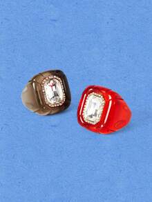 Popjeli Resin Dopamine Niche Personalized Glass Water Diamond Ring - Multicolor 2 - View 2
