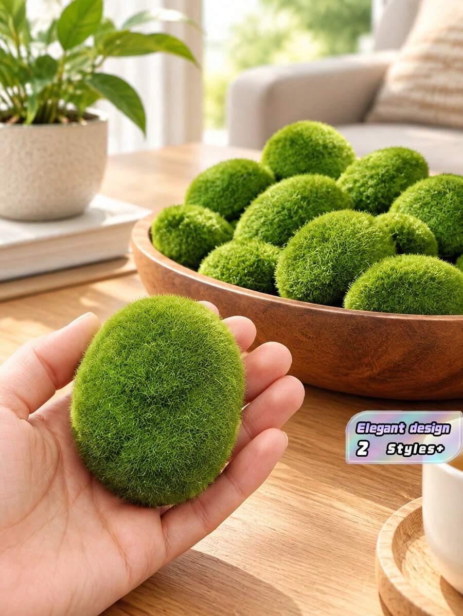 20pcs/10pcs/5pcs Artificial Moss Green Grass Miniature Model, Diy Fairy Garden Aquarium Outdoor Decor Micro Landscape Ornament - Green - View 1