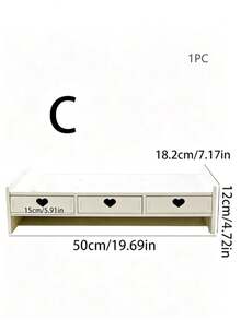 Support surélevé multifonction pour écran d'ordinateur, organisateur de bureau avec tiroir, étagère de rangement surélevée pour bureau de bureau - Blanc - Voir 9