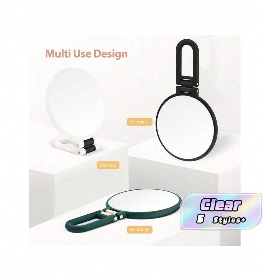 30x Magnification Handheld Makeup Mirror - Double-Sided 1x/30x, With 360 Degree Rotating Handle, Foldable And Portable, Suitable For Travel, Eyebrow Repair, Cartoon Design, Plastic Frame, No Battery Required, Can Be - Multicolor - View 1