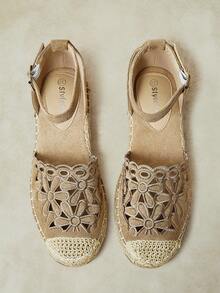 Styleloop Damas, Cuerda de Paja, Hebillas, Zapatos Planos. - Caqui poco profundo - Ver 10