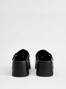 Sugerpunk Retro Rivet Heel Mules Shoes Women's, Back Sole Slip-On Punk Style Versatile Outdoor Cool Slippers, Summer Wear Fall Shoes - Black - View 8