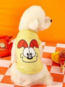 GARFIELD | PETSIN 1 Piece Cute Big Ear Puppy Print Pet Vest In Yellow, Soft, Comfortable, Breathable Pet Clothing - Multicolor - View 2