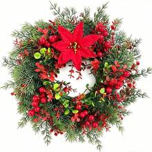 Christmas Berry Wreath Artificial Xmas Wreath Holly Berry Door Garland Green Leaves Festival Decor For Front Door - various - View 12