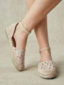 Styleloop Ladies, Straw Rope, Buckles, Flat Shoes. Fall Shoes - Light apricot - View 2
