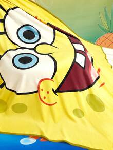 SpongeBob SquarePants | SHEIN 1件可愛黃色海綿印花厚毯，柔軟保暖，不掉毛，多種尺寸，適用於沙發、床鋪、午睡 - 黃色 - 查看 6