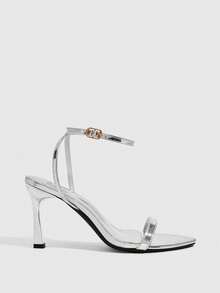 CUCCOO SZL Women's Adjustable Simple High-Heeled Sandals, Suitable For Daily Casual Wear, Spring Break, Easter, Prom - Silver - View 10