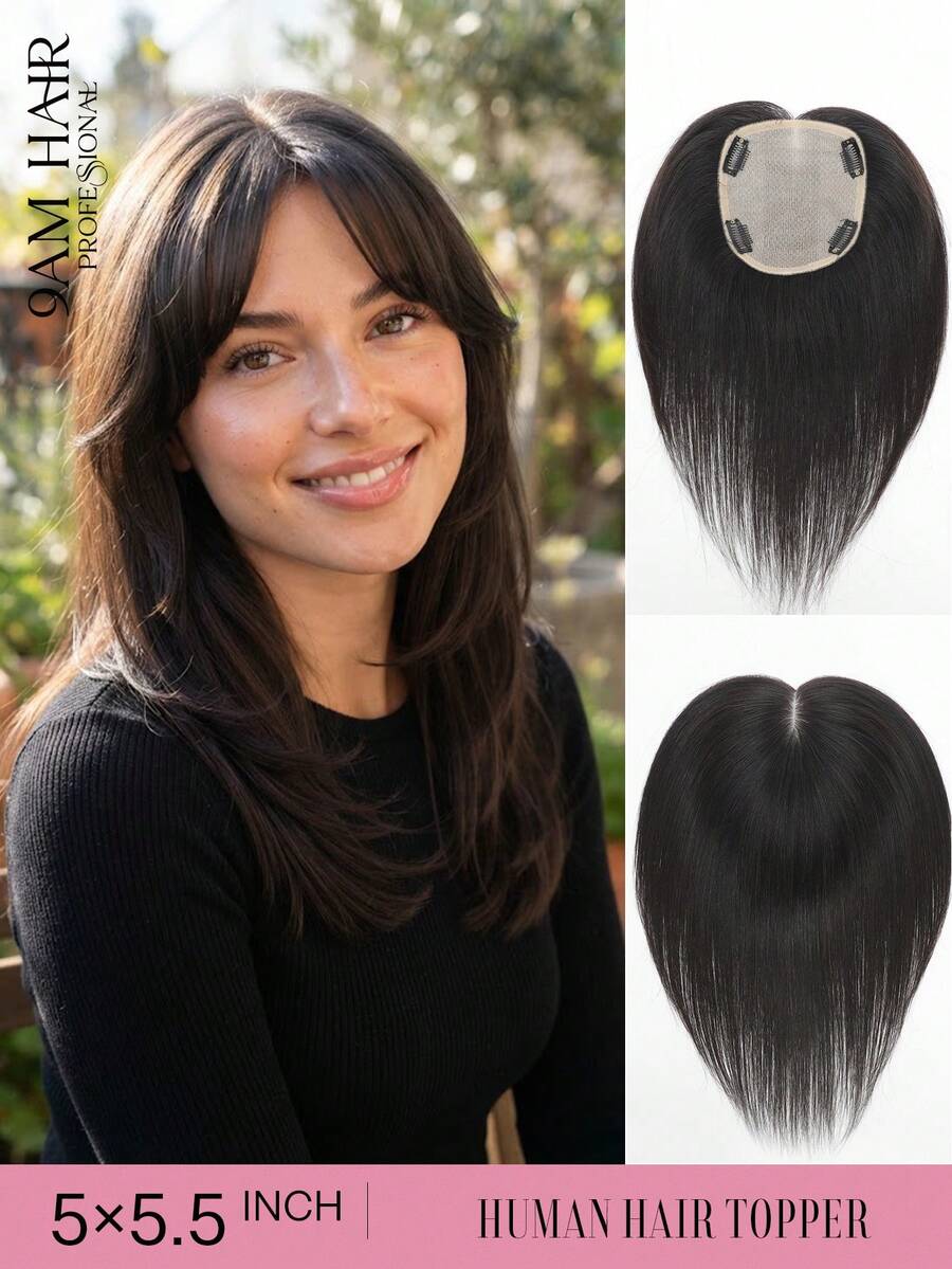 10 Inch Hair Toppers For Women 5*5.5 Large‑Area Silk Base Free‑Parting No Visible Knots On Crown Natural Color Straight Hair For Thinning Hair Easy Daily Wear - SNatural - View 1
