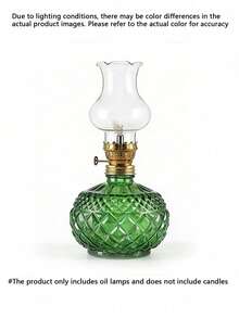 1pc Vintage Windproof Adjustable Glass Oil Lamp, Indoor Outdoor Retro Decor Lamp, Camping Festival Home Ornament, Fuel Not Included - Kerosene Lamp - View 10
