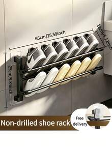 Over Door Shoe Rack, Foldable Wall Mount Hanging Slipper Holder For Entryway Bathroom, Space Saving Home Organizer For Bedroom Closet, No Drill Easy Install - Black - View 9